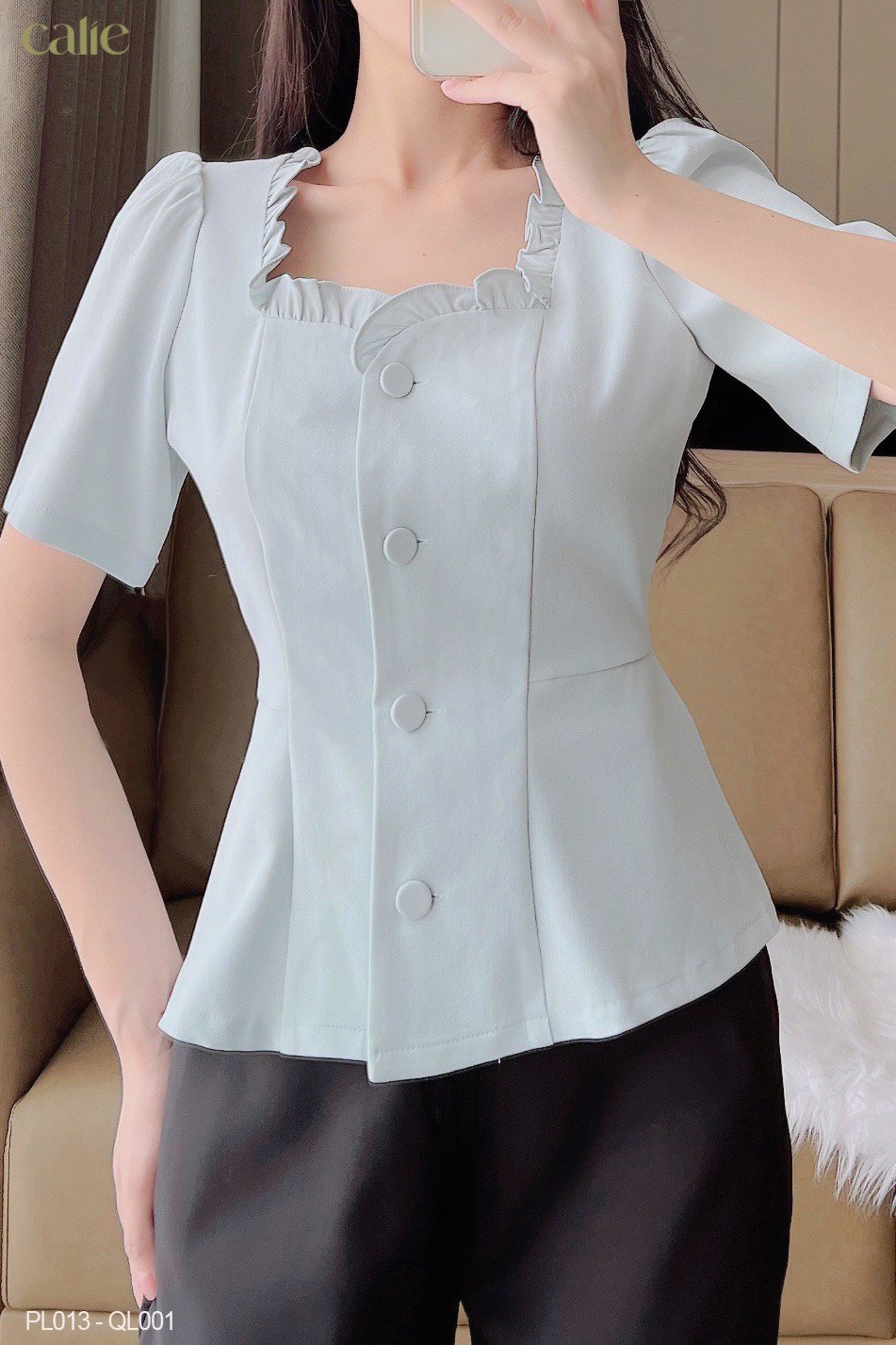 Áo peplum phối bèo tiểu thư