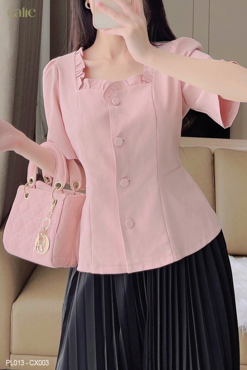 Áo peplum phối bèo tiểu thư