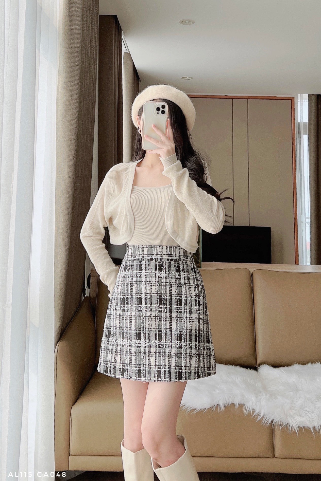 Set áo 2 dây + áo khoác nữ tính