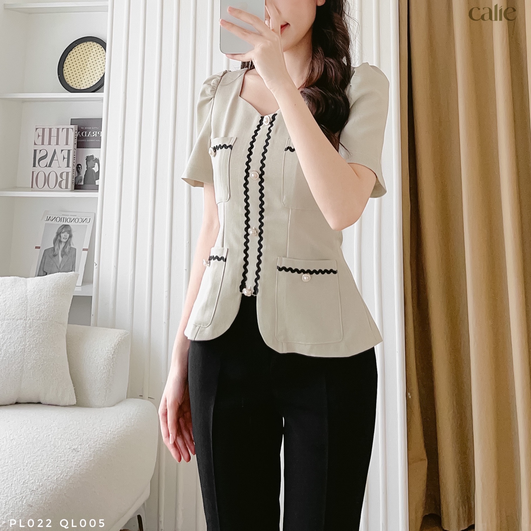 Áo peplum phối dây viền thanh lịch