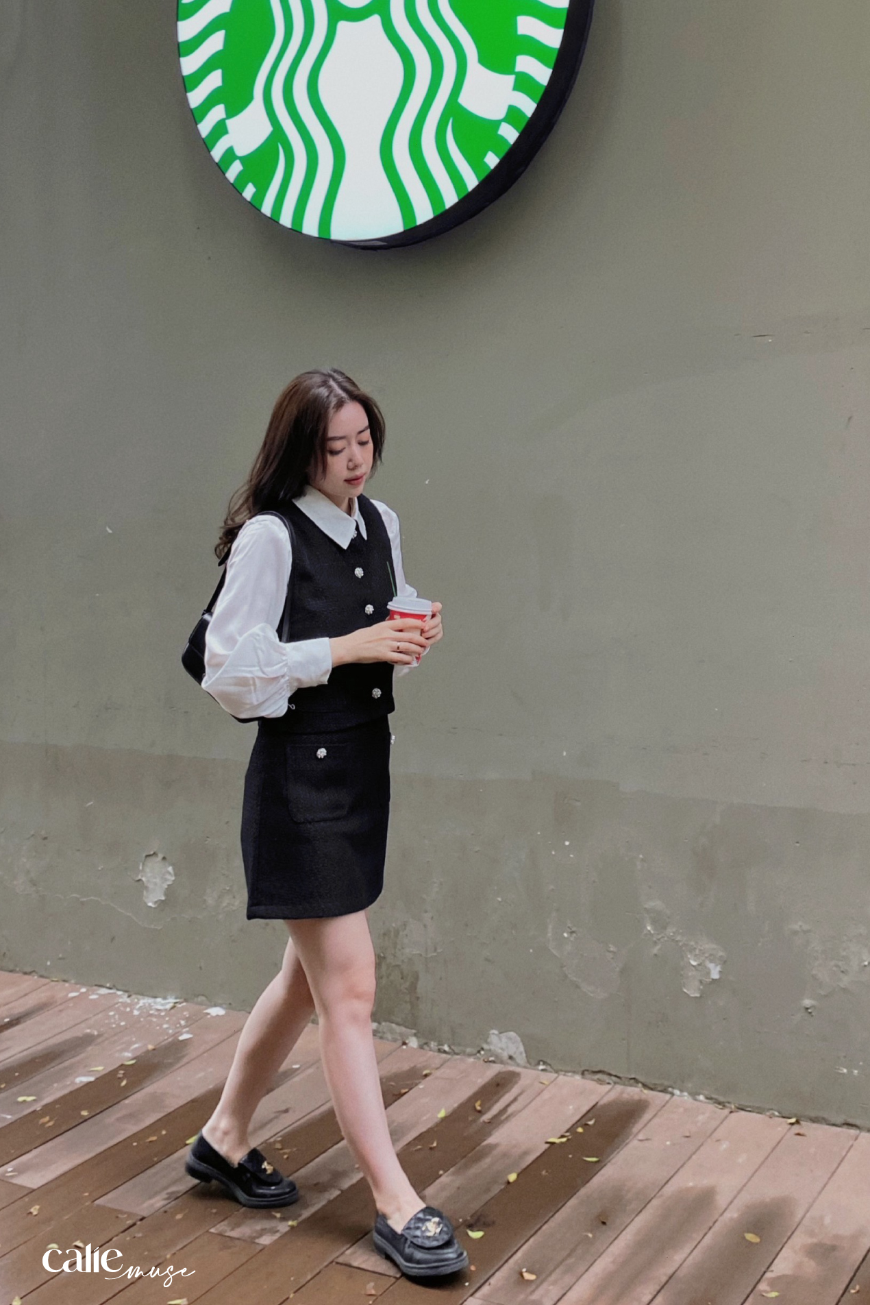 Áo gile dạ tweed trẻ trung