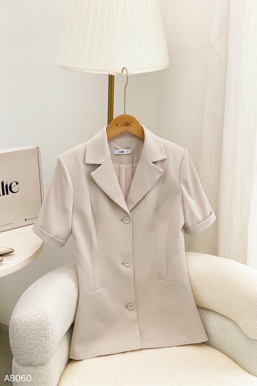 Áo peplum bổ 7 mảnh cúc bọc