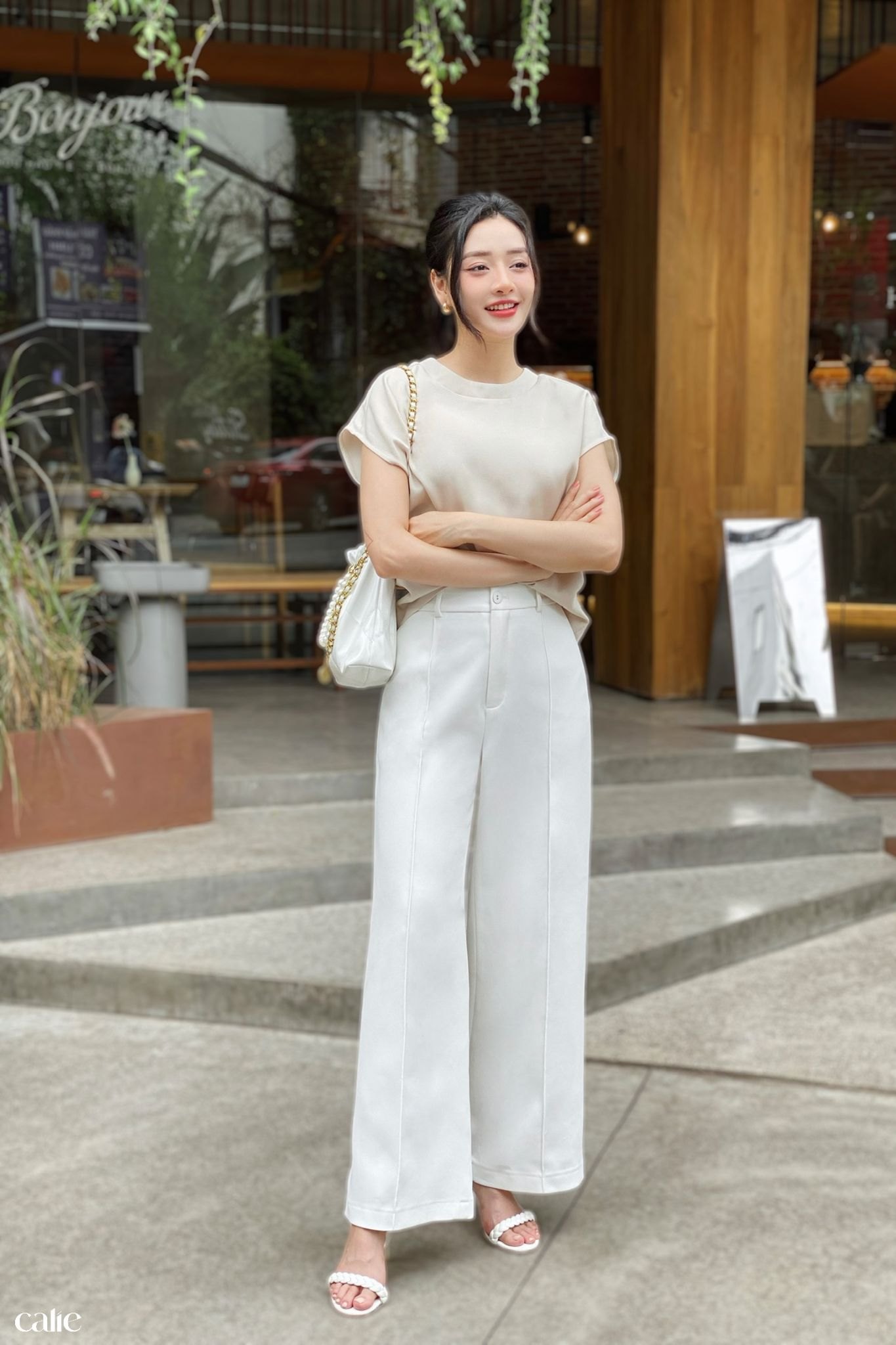 Quần suông đứng mí diễu ly cạp to