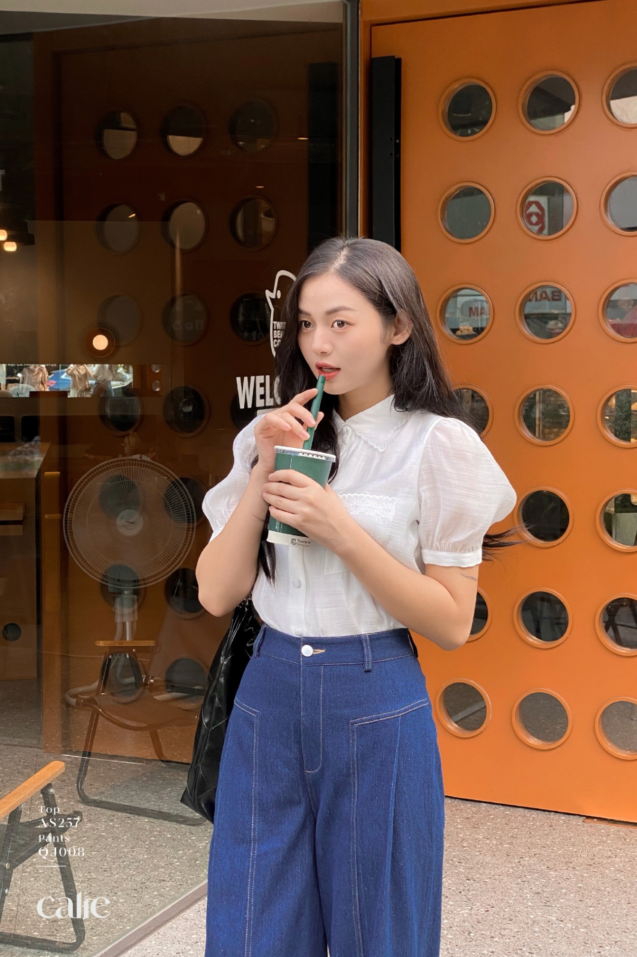 Áo sơ mi tơ Thêu cổ+túi
