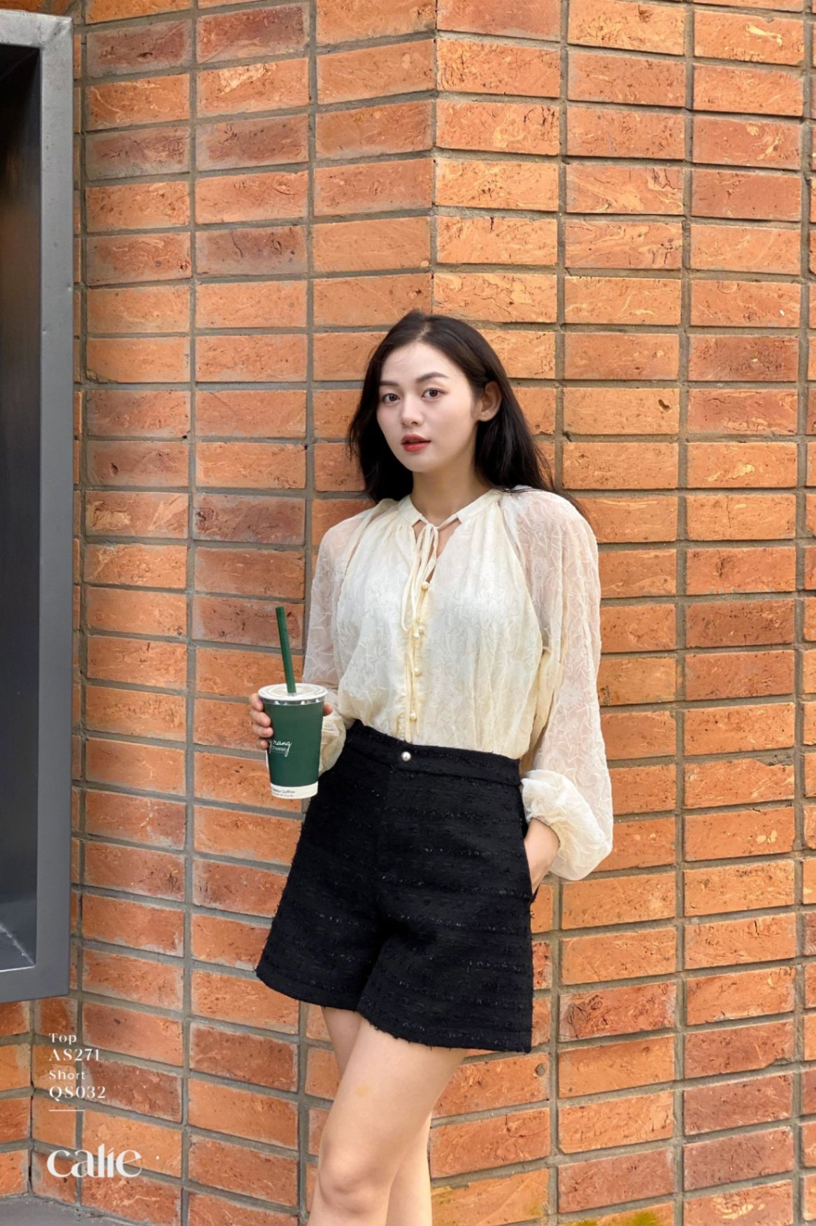 Quần short dạ cạp cao