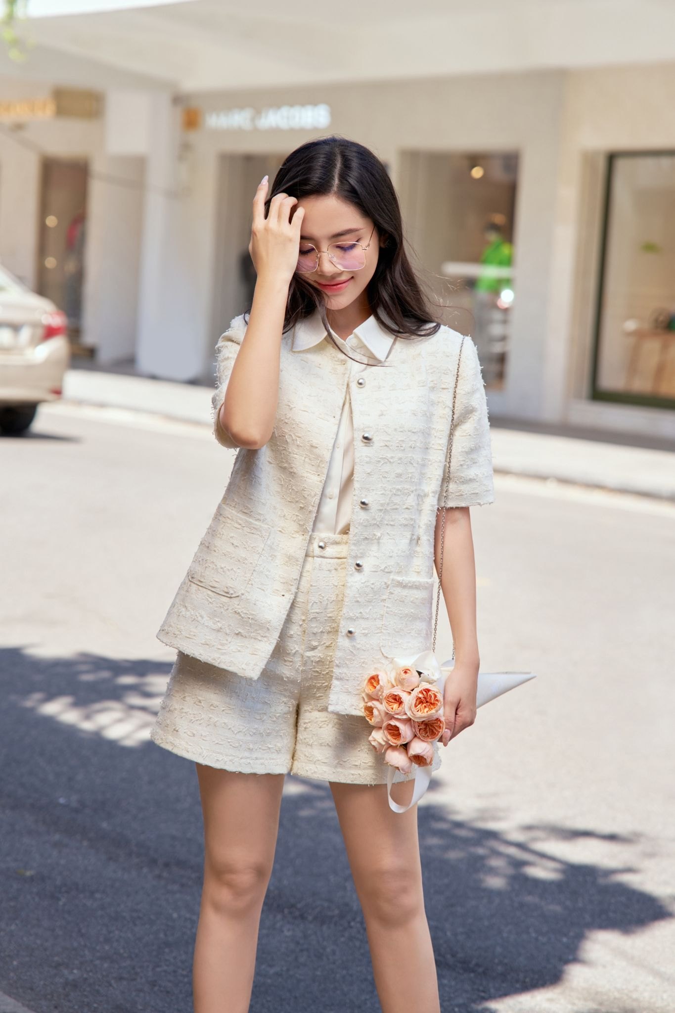 Quần short dạ cạp cao