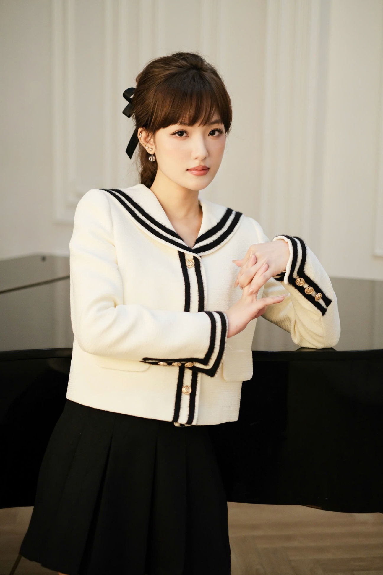 Áo khoác dạ tweed cổ thủy thủ
