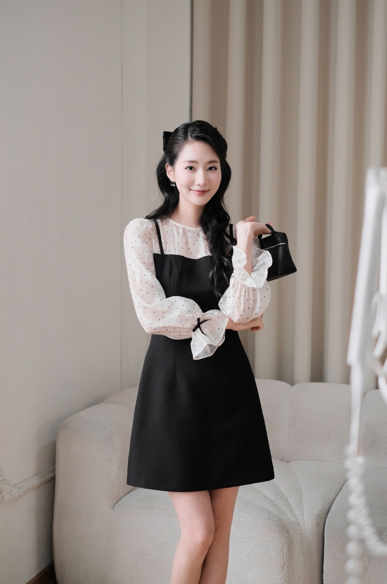 Đầm giả set phối chấm bi