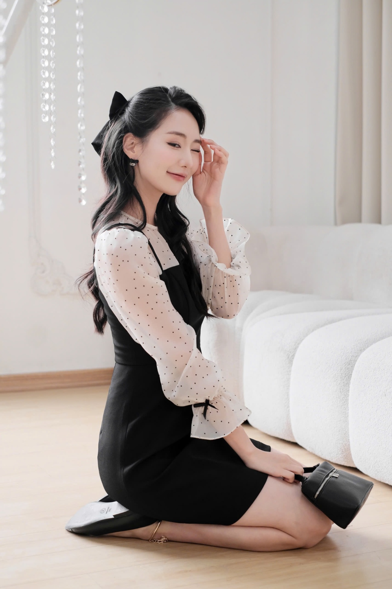 Đầm giả set phối chấm bi