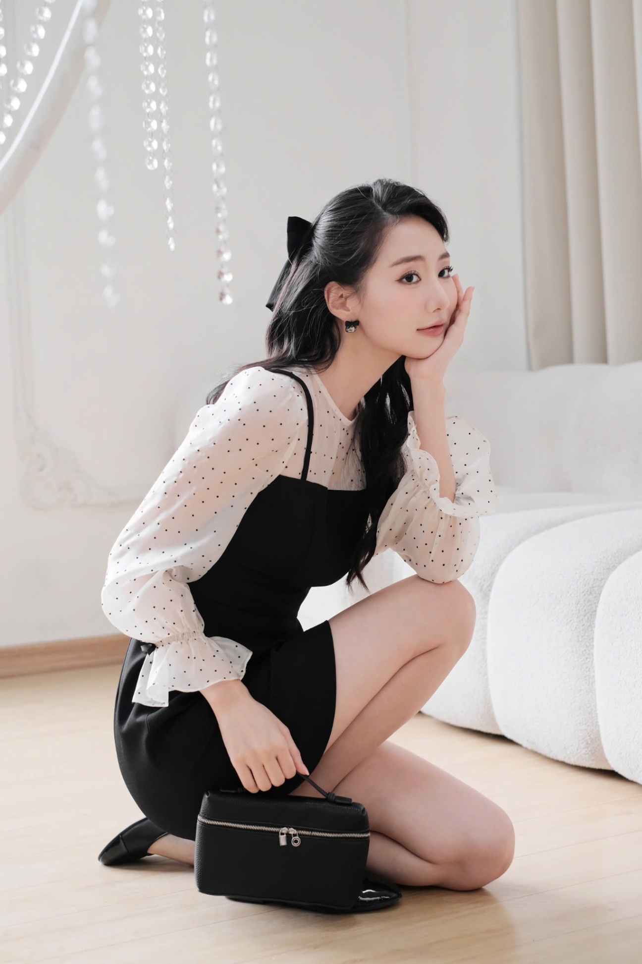 Đầm giả set phối chấm bi