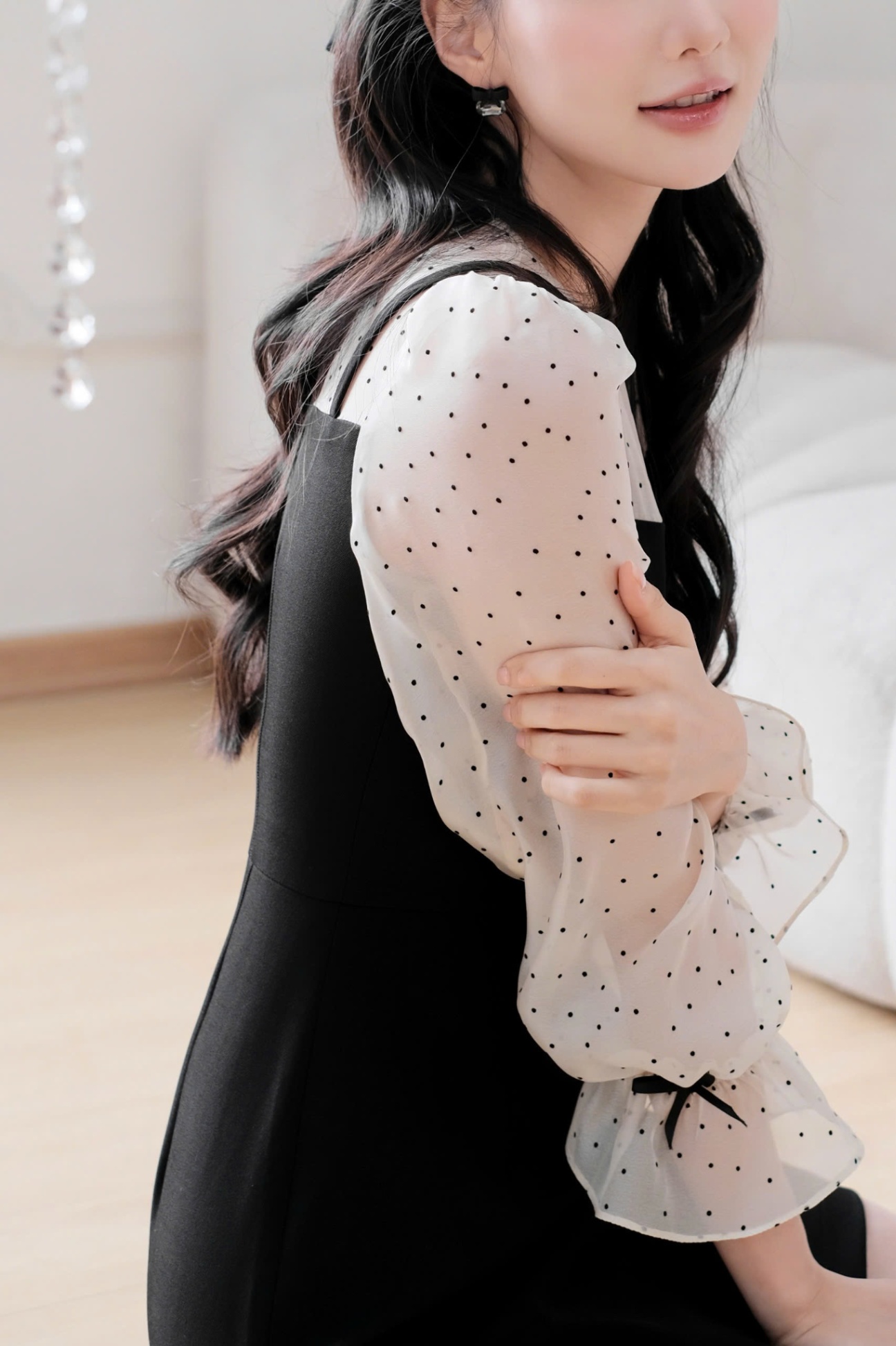 Đầm giả set phối chấm bi