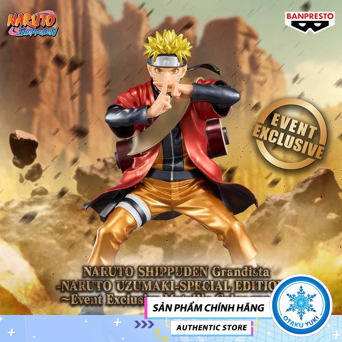 Mô Hình Uzumaki Naruto Event Exclusive Metallic Ver - Naruto Shippuuden Grandista Figure Chính Hãng (Banpresto)