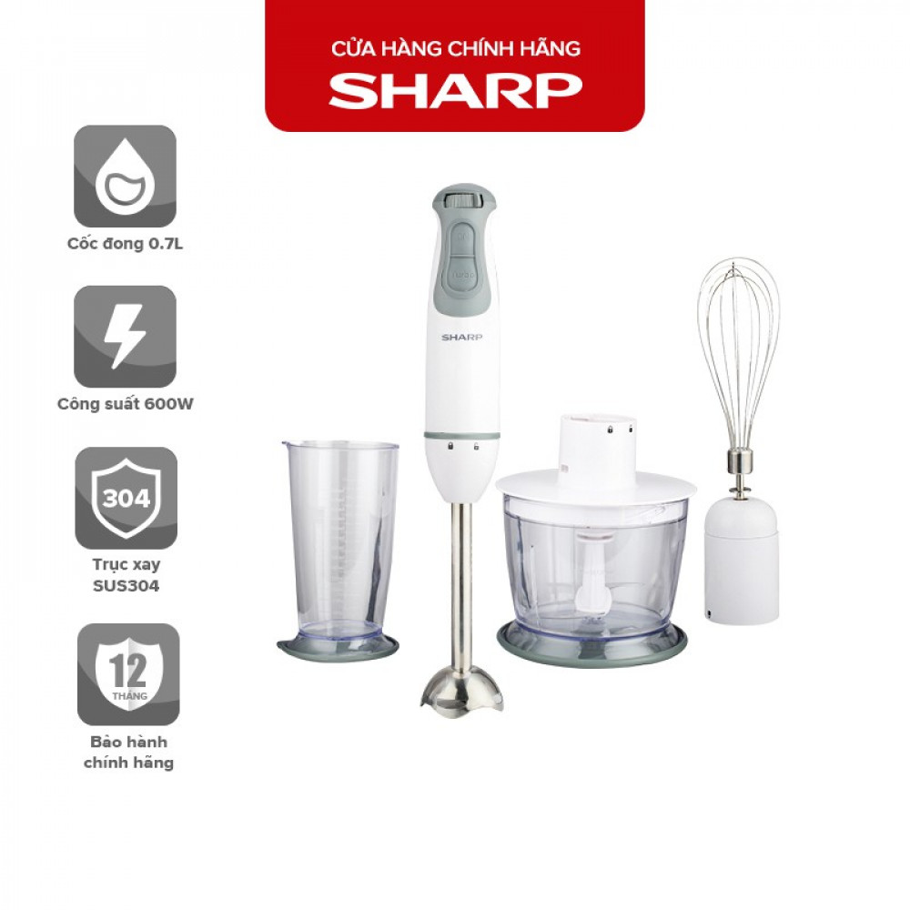 MÁY XAY SINH TỐ CẦM TAY SHARP EM-H076SV-WH