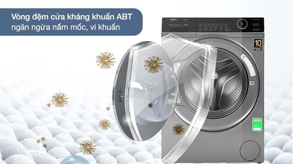 Máy Giặt Sấy Inverter Cửa Trước Lồng Ngang Aqua Giặt 10 kg - Sấy 6 kg AQD-AH1000G.PS