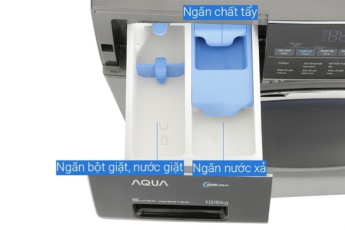 Máy Giặt Sấy Inverter Cửa Trước Lồng Ngang Aqua Giặt 10 kg - Sấy 6 kg AQD-AH1000G.PS