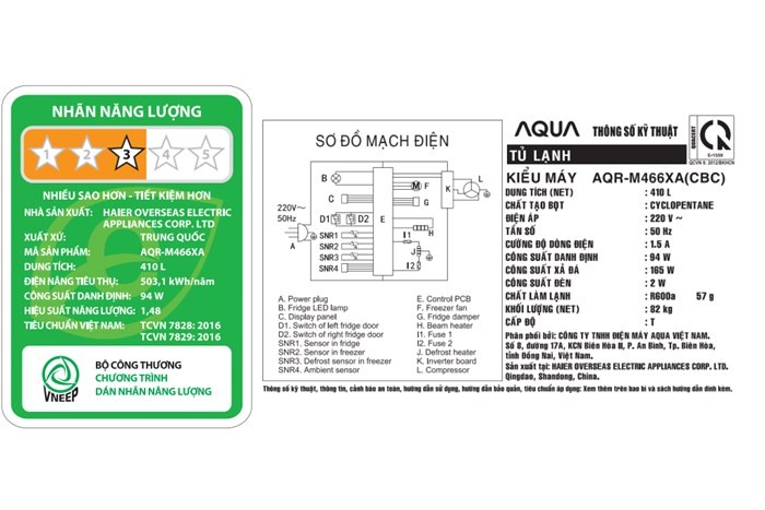 Tủ lạnh Aqua Inverter 410 lít AQR-M466XA(CBC)