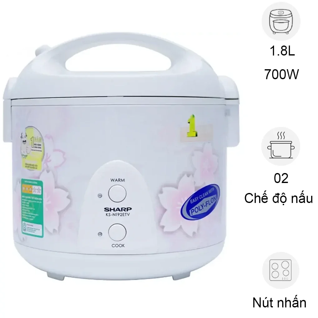 Nồi cơm điện Sharp 1.8 lít KS-N192ETV 