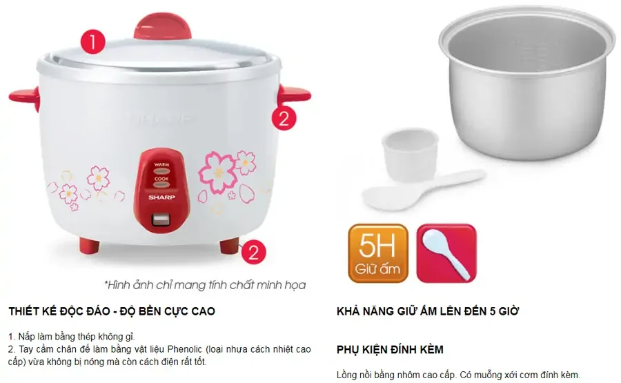 Nồi cơm điện Sharp 0.6 lít KSH-D06V