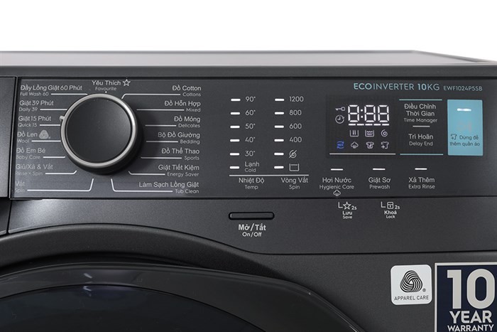 Máy giặt Electrolux UltimateCare 500 Inverter 10 kg EWF1024P5SB