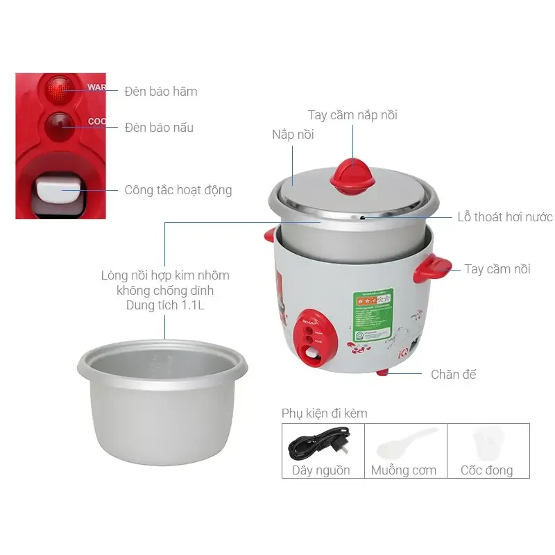 Nồi cơm điện Sharp 0.6 lít KSH-D06V
