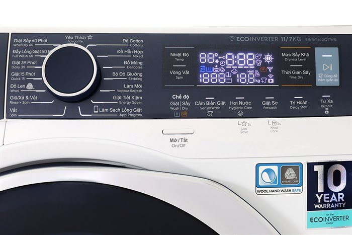 Máy giặt sấy Electrolux UltimateCare 700 Inverter giặt 11 kg - sấy 7 kg EWW1142Q7WB