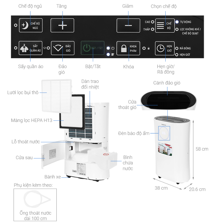 MÁY HÚT ẨM LỌC KHÔNG KHÍ NAGAKAWA NAD8559 20L
