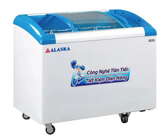 Tủ Đông Alaska KC-203S 355L Kính Lùa Cong, Trưng Bày Hàng