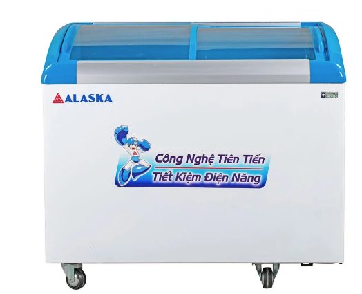 Tủ Đông Alaska KC-203S 355L Kính Lùa Cong, Trưng Bày Hàng