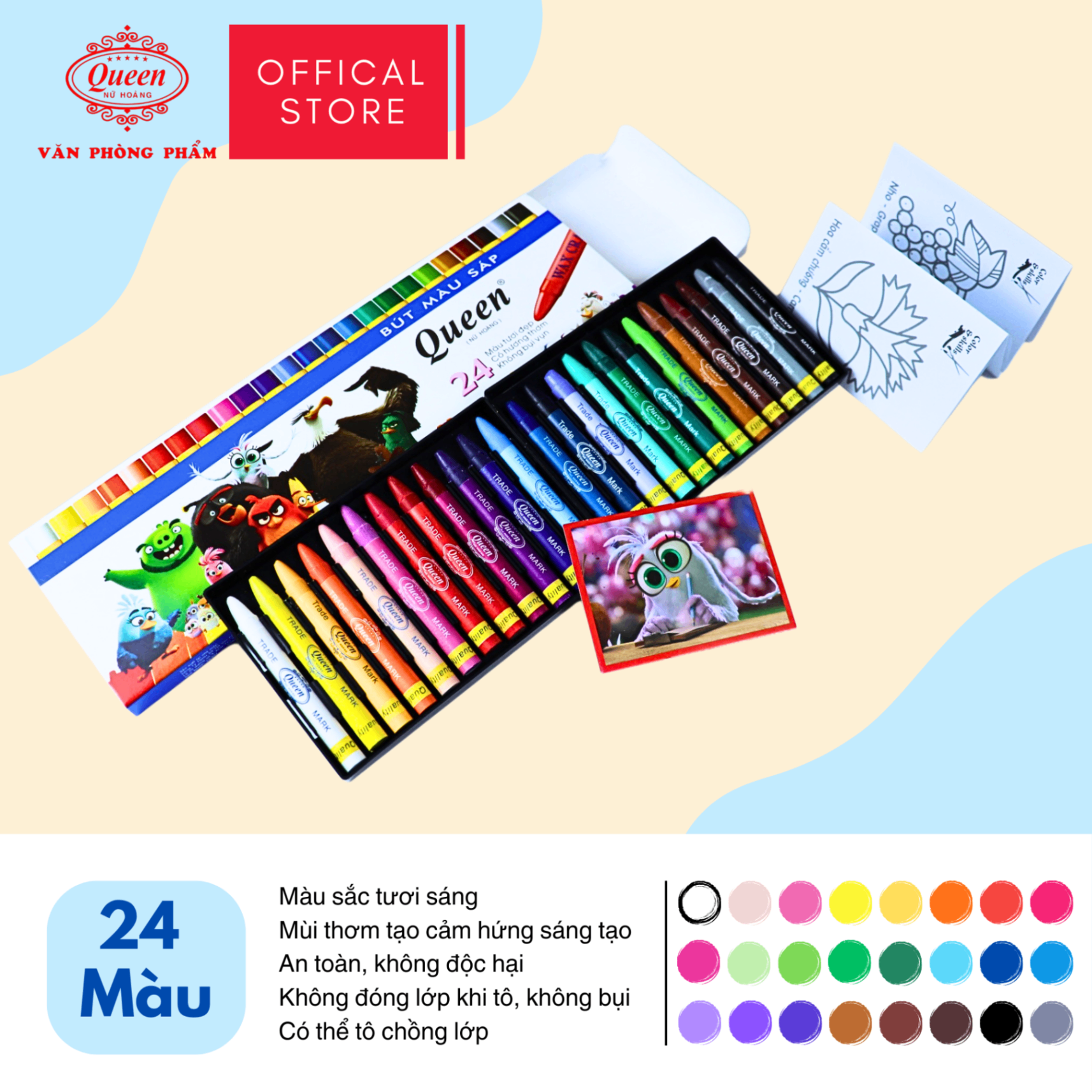 Bút sáp 24 màu Queen WCR-24