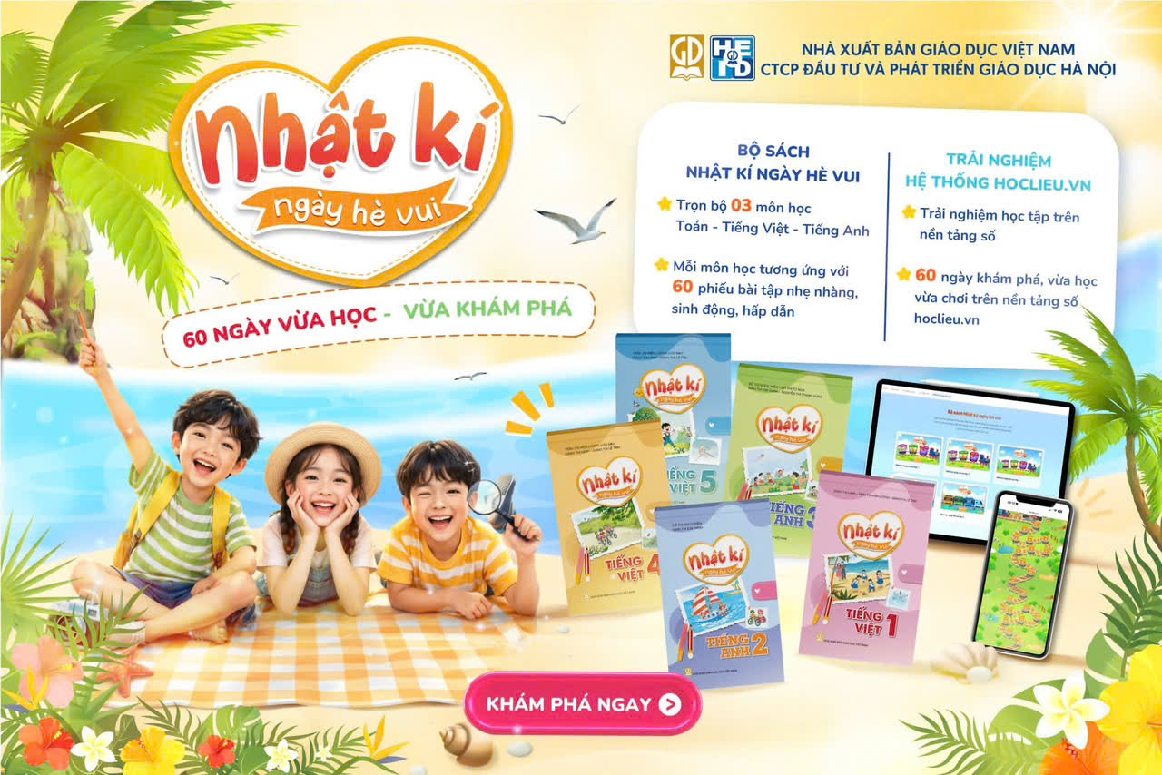 Combo Ôn luyện hè - Nhật kí ngày hè vui Toán+Tiếng Việt+Tiếng Anh Lớp 5