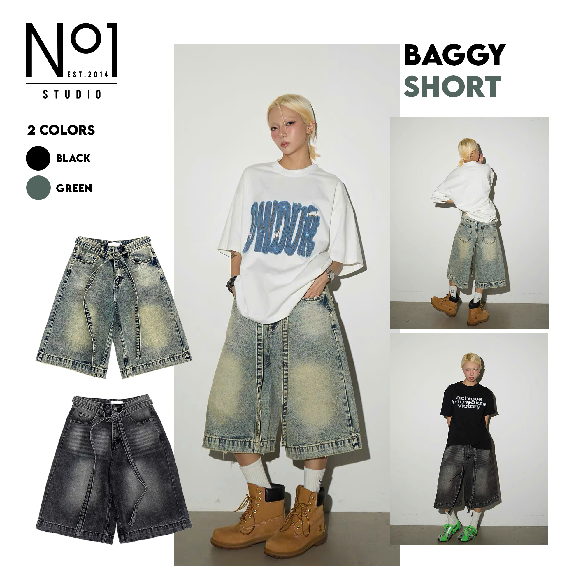 Baggy Short jean dây lưng J257