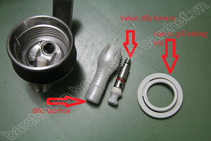 Các bộ phận của nắp bình làm kem iSi