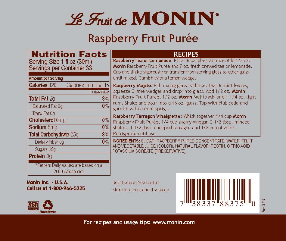 Mứt sệt vị Phúc Bồn Tử Monin (Raspberry puree) - chai 1L