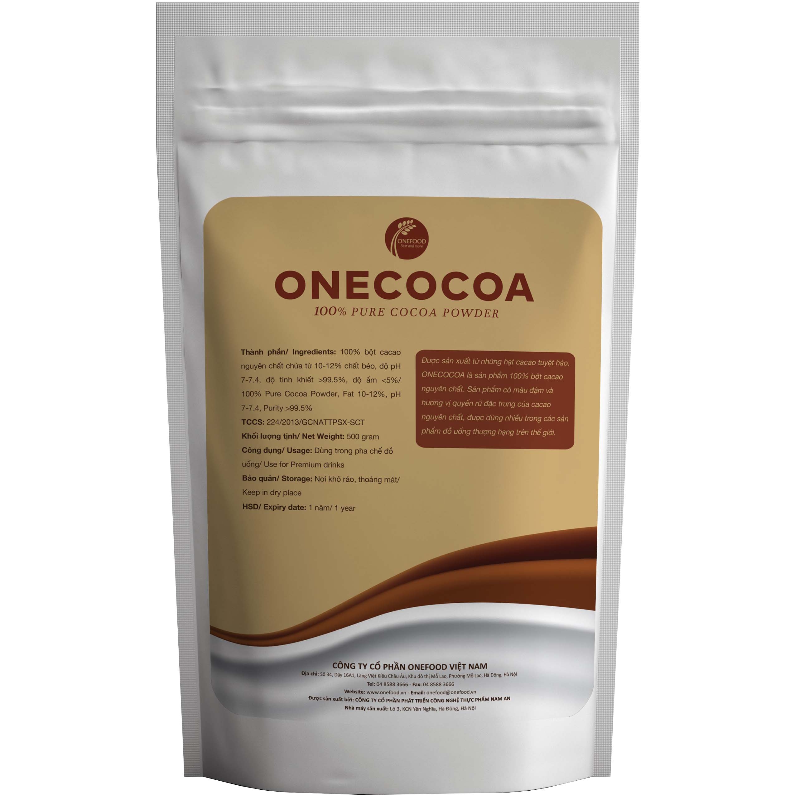 Bột cacao nguyên chất OneCocoa - túi 500g