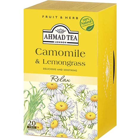 Trà Ahmad vị Cúc và Sả (Camomile and Lemongrass) (Hộp giấy 30gram - 20 túi lọc có bao thiếc)