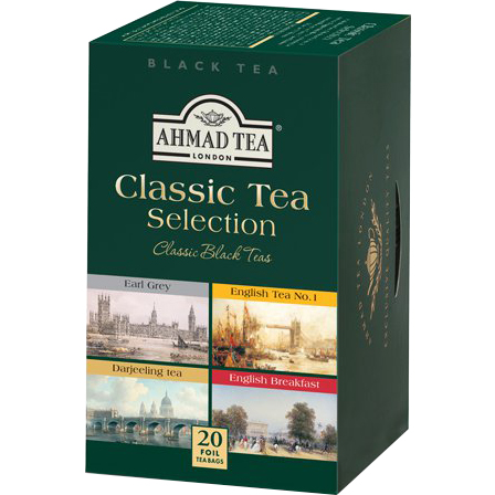 Bộ sưu tập 4 loại trà Cổ điển Ahmad (Classic Tea Selection) (Hộp giấy 40gram - 20 túi lọc có bao thiếc)