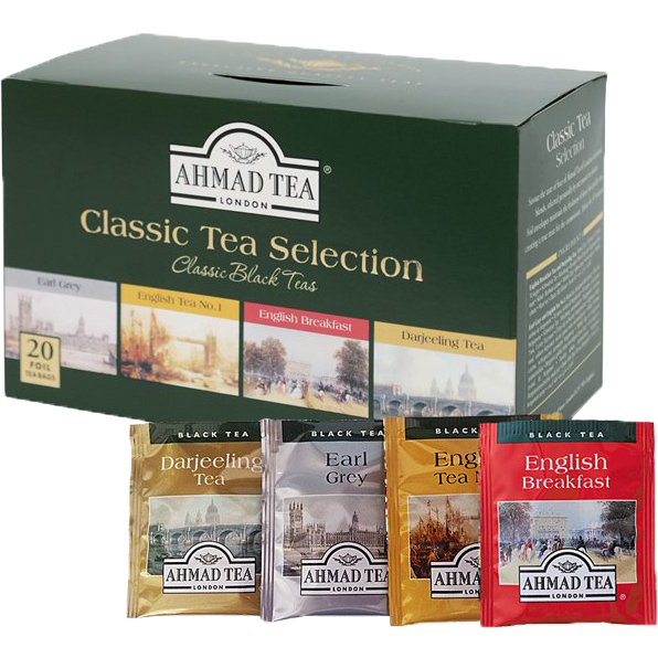 Bộ sưu tập 4 loại trà Cổ điển Ahmad (Classic Tea Selection) (Hộp giấy 40gram - 20 túi lọc có bao thiếc)