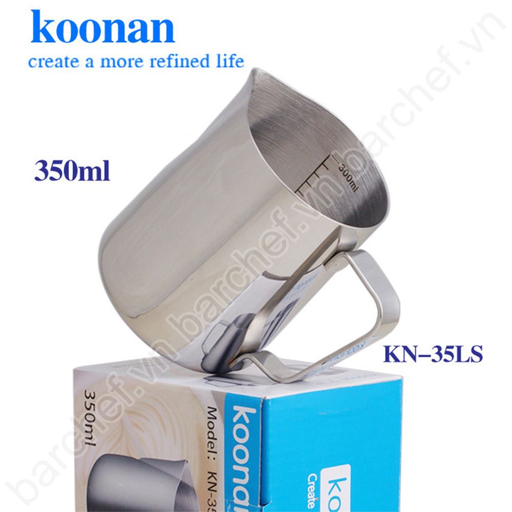 Ca đánh sữa inox Koonan 350ml (KN-35LS), có vạch chia ml