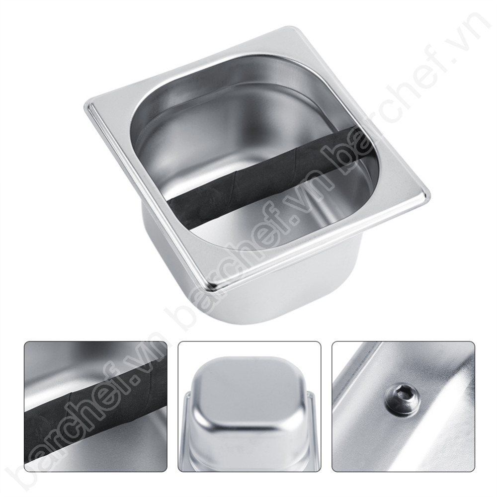 Hộp đập bã cà phê inox cao 10cm