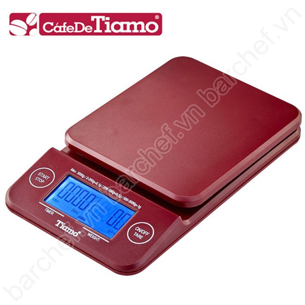 Cân điện tử có đếm thời gian Tiamo KS-900 (Digital Scale with Timer) (màu đỏ)