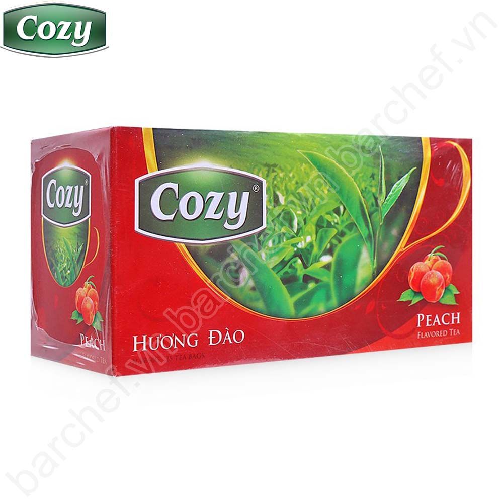 Trà đen hương Đào Cozy túi lọc - hộp giấy 40 gram - 20 túi lọc