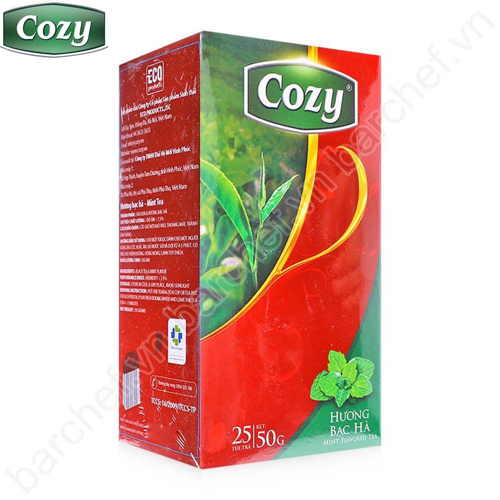 Trà đen hương Bạc hà Cozy túi lọc - hộp giấy 40 gram - 20 túi lọc