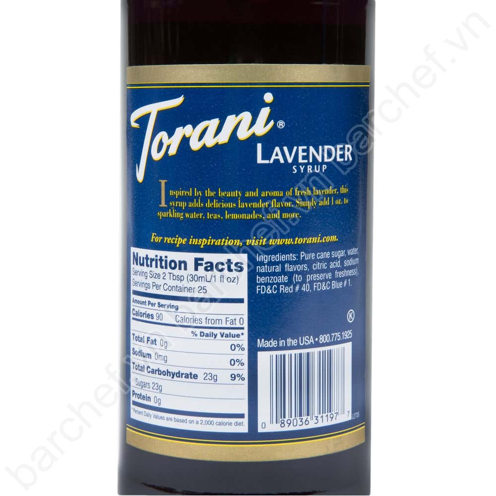 Siro Hoa Lavender Torani (Lavender syrup) - chai 750ml