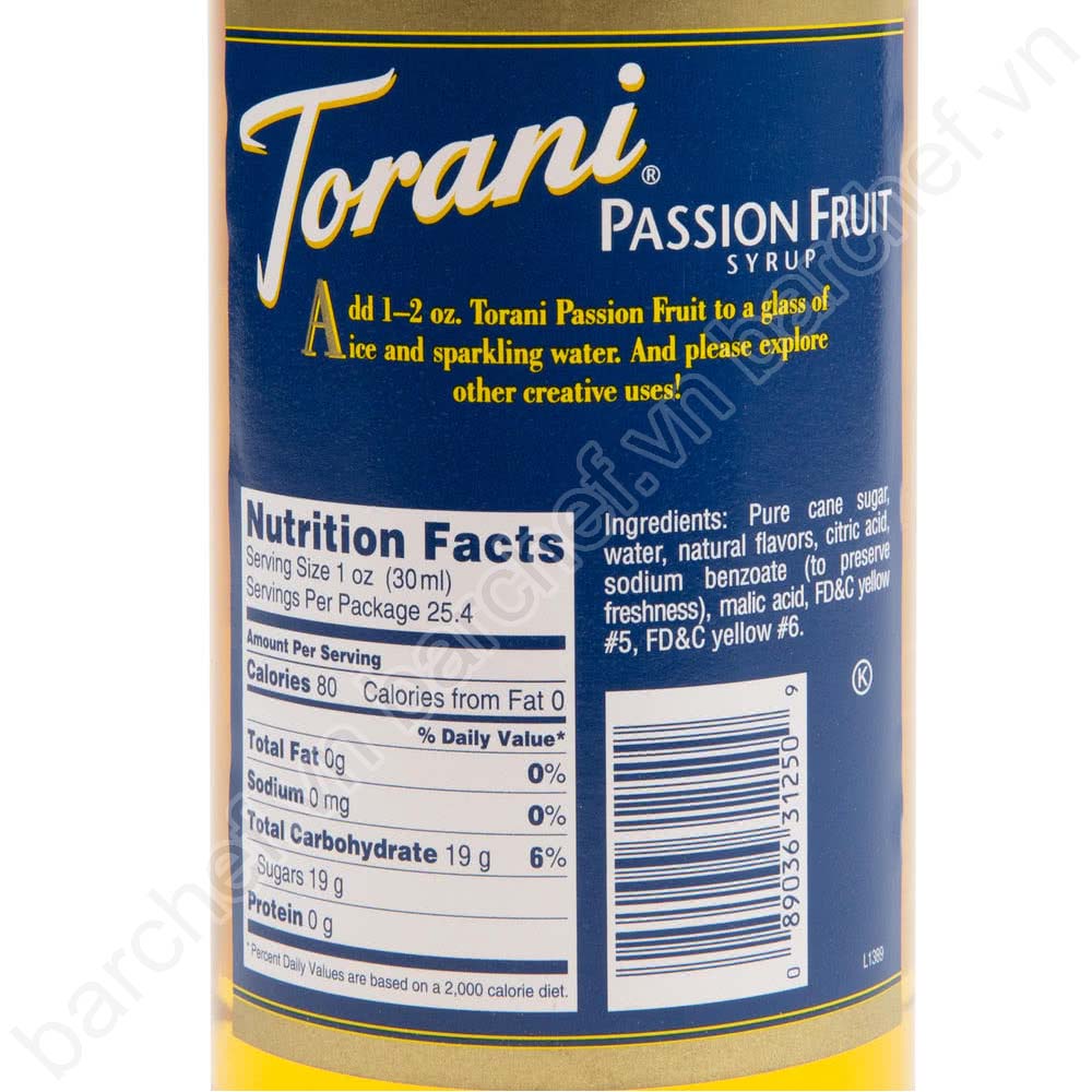 Siro Chanh dây Torani (Passion Fruit syrup) - chai 750ml