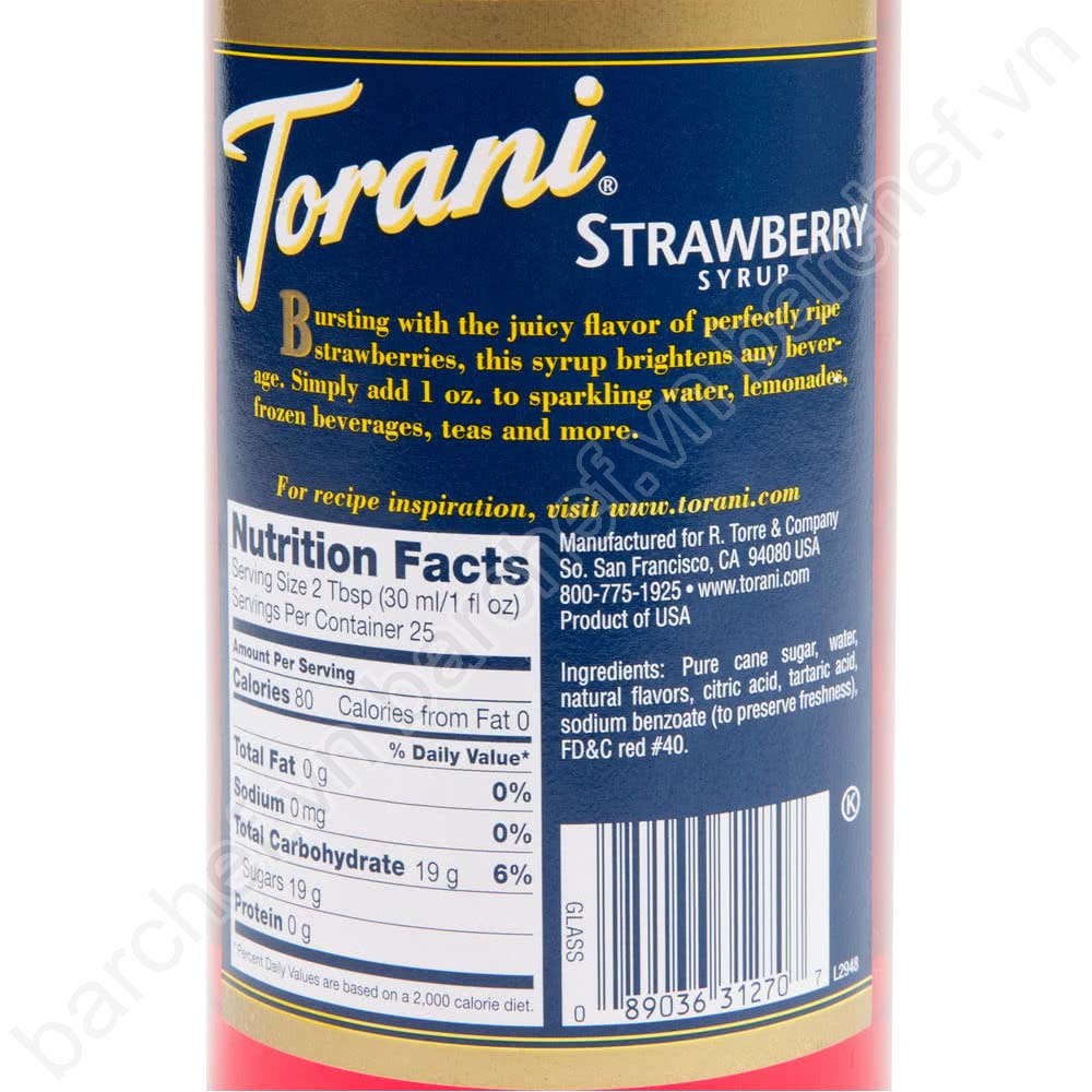 Siro Dâu tây Torani (Strawberry syrup) - chai 750ml