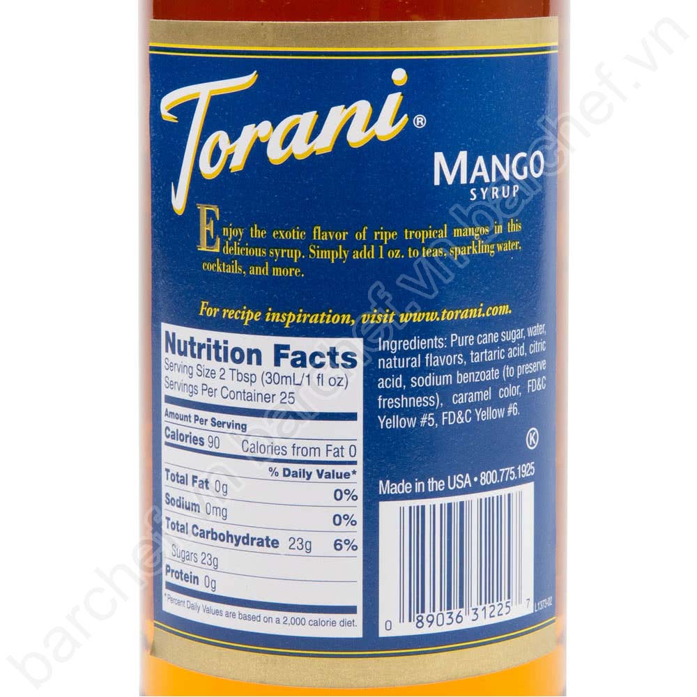 Siro Xoài Torani (Mango syrup) - chai 750ml