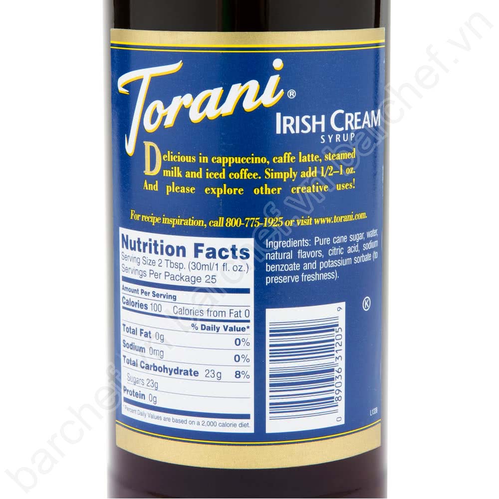 Siro Kem Irish Torani (Irish Cream syrup) - chai 750ml