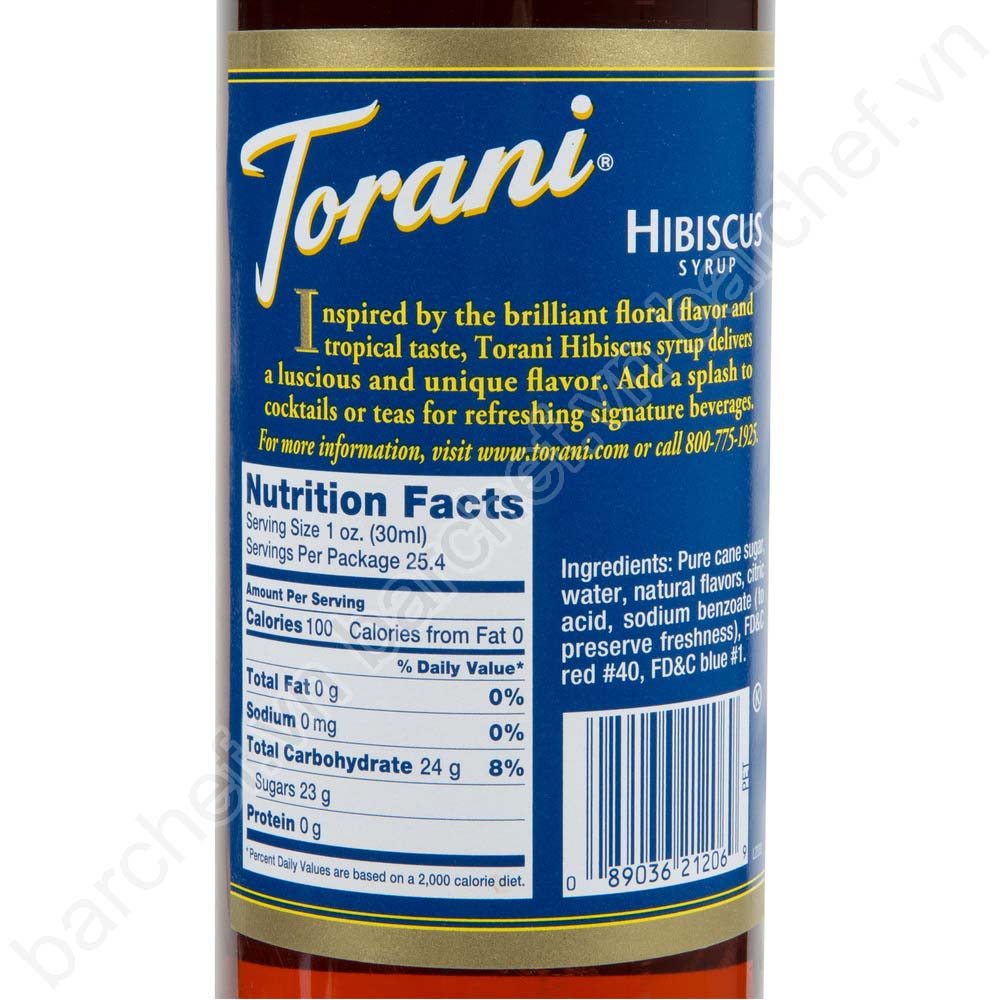 Siro Hoa dâm bụt Torani (Hibicus syrup) - chai 750ml