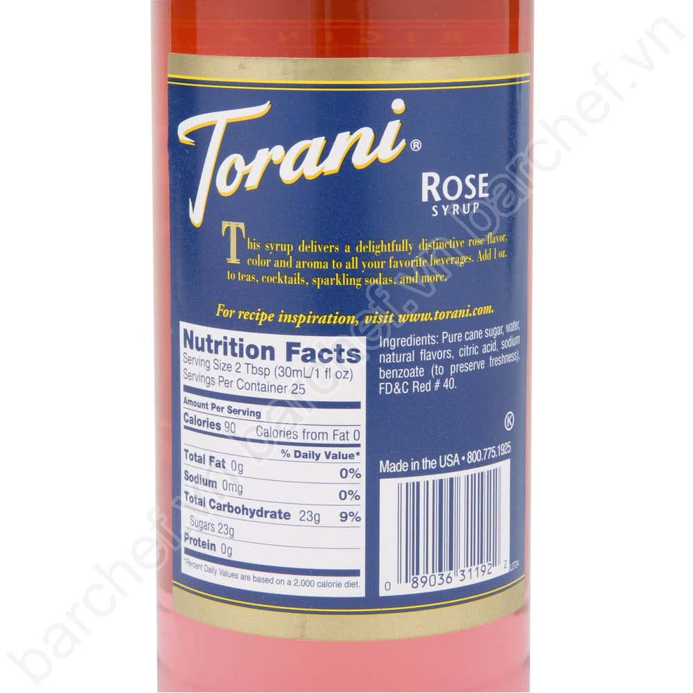 Siro Hoa hồng Torani (Rose syrup) - chai 750ml