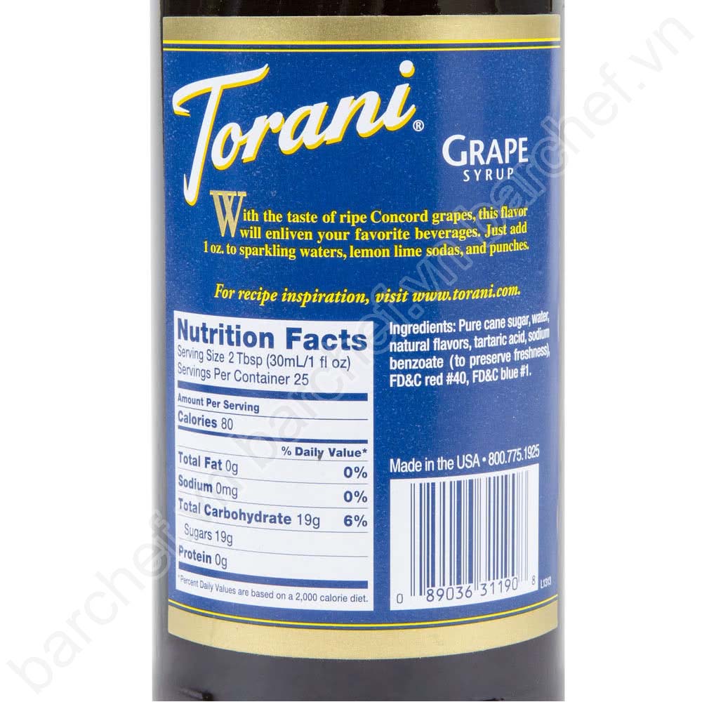 Siro Nho Torani (Grape syrup) - chai 750ml